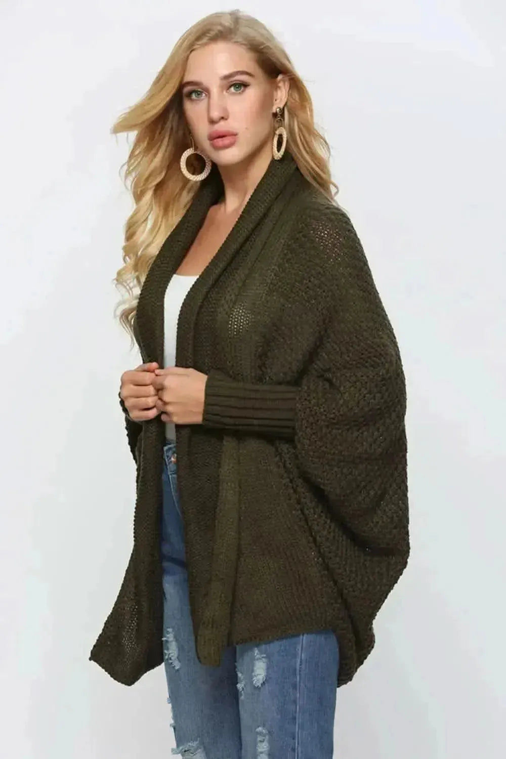 Open Front Dolman Sleeve Longline Cardigan - Bad Moms Club
