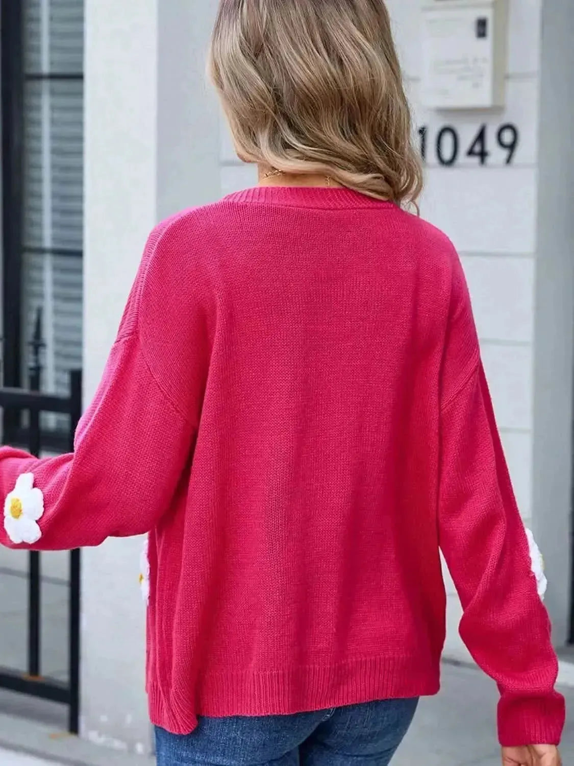 Crochet Flower Button Up Cardigan - Bad Moms Club