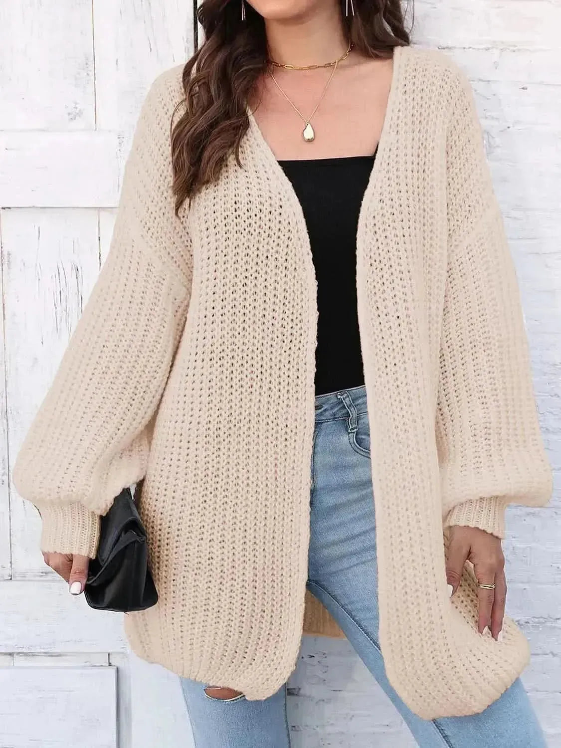 Open Front Dropped Shoulder Longline Cardigan - Bad Moms Club