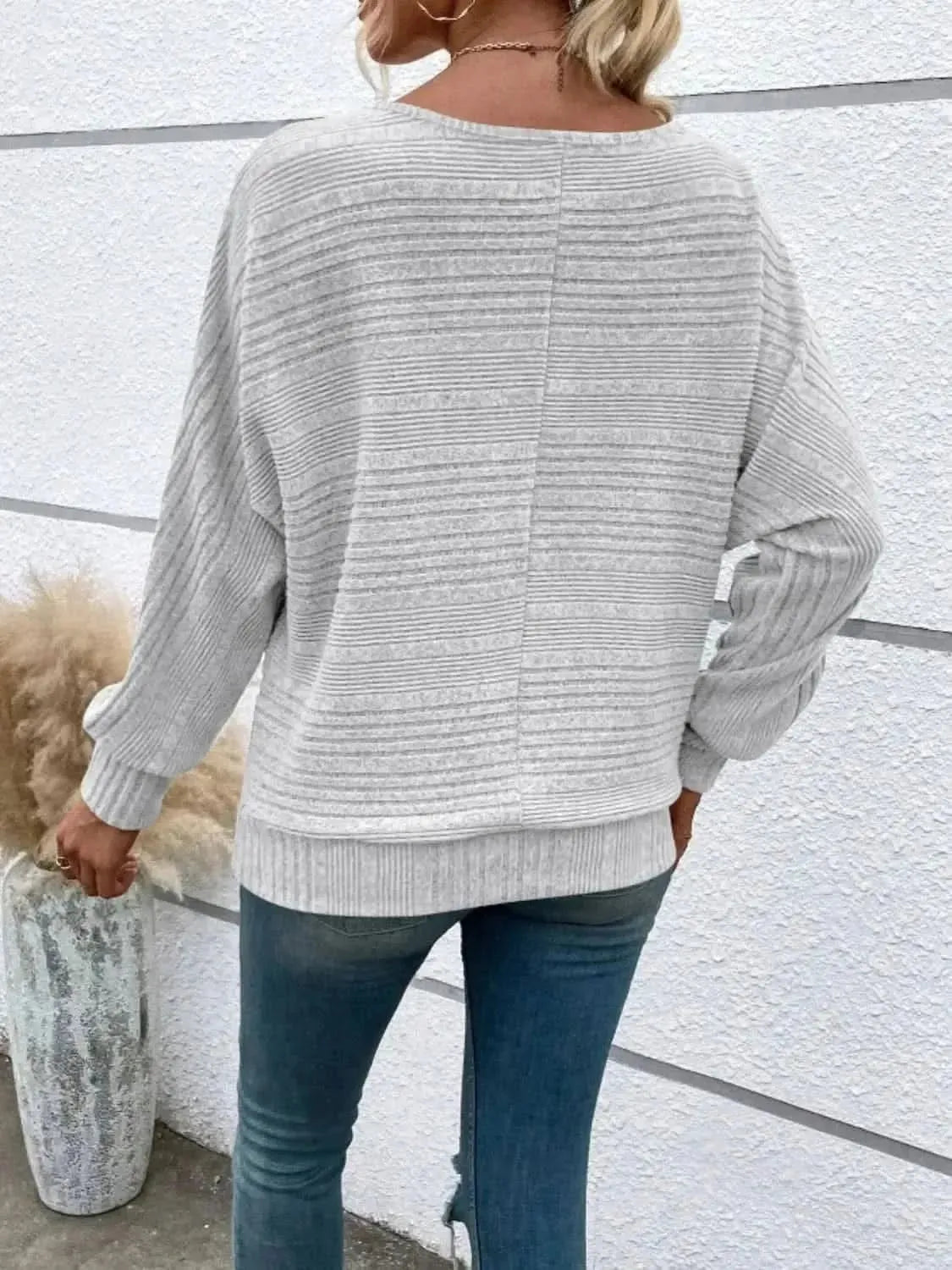 Full Size Round Neck Long Sleeve Top - Bad Moms Club