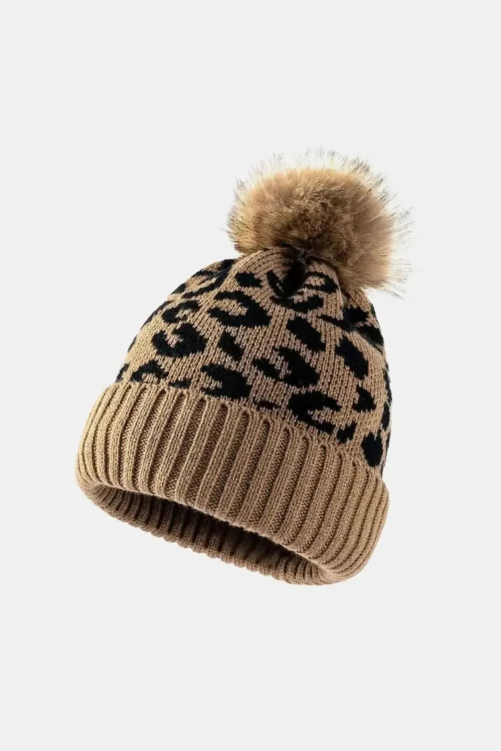 Leopard Pom-Pom Cuffed Beanie - Bad Moms Club