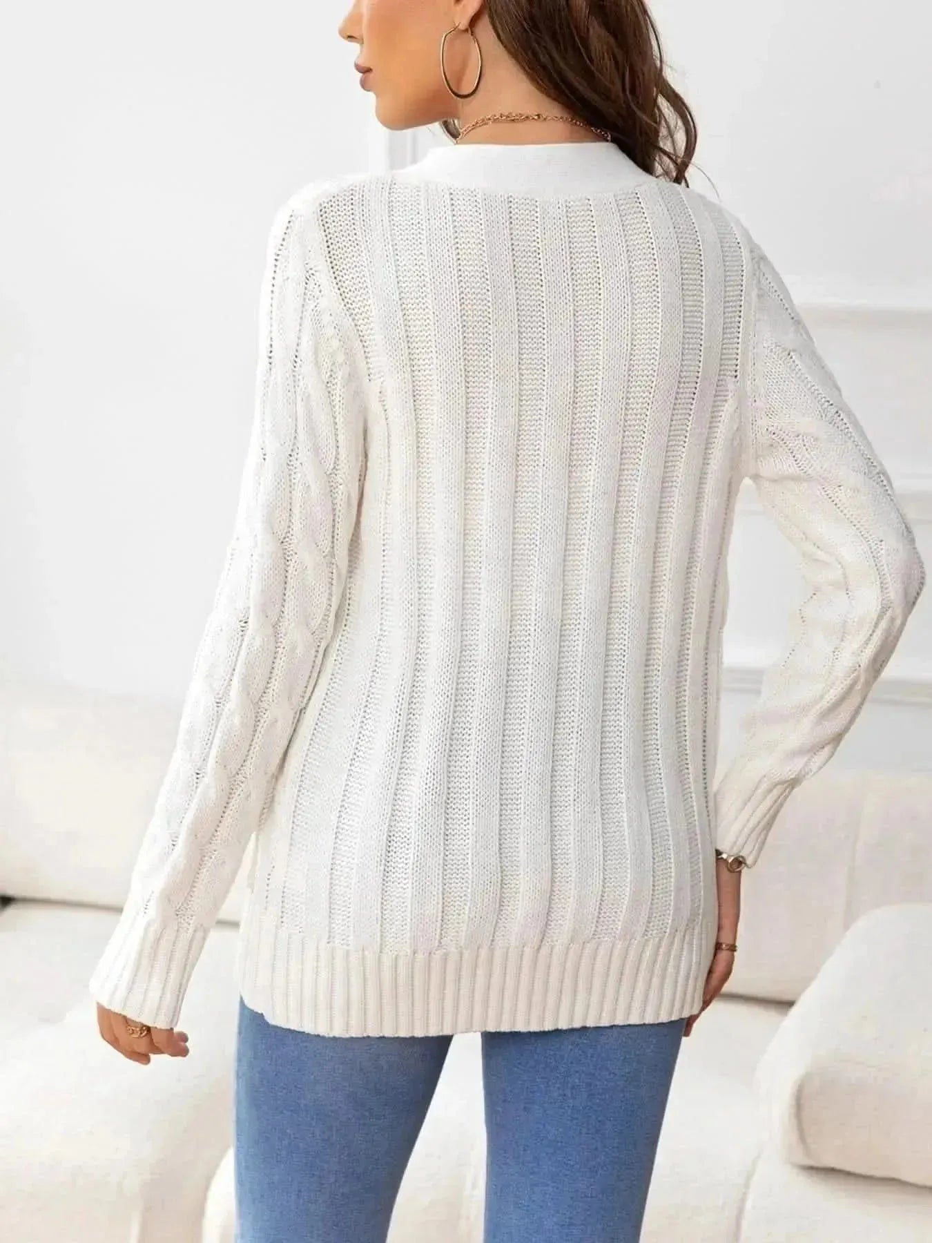 Button Down Cable-Knit Cardigan - Bad Moms Club