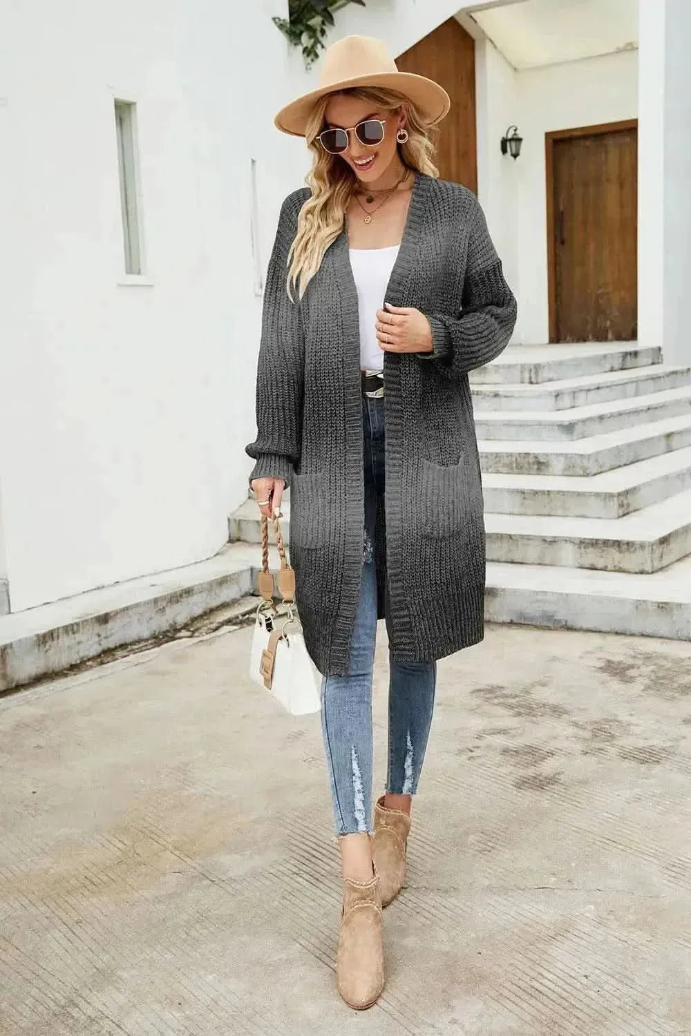 Gradient Open Front Cardigan - Bad Moms Club