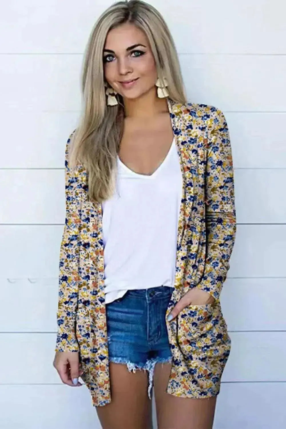 Printed Long Sleeve Cardigan - Bad Moms Club