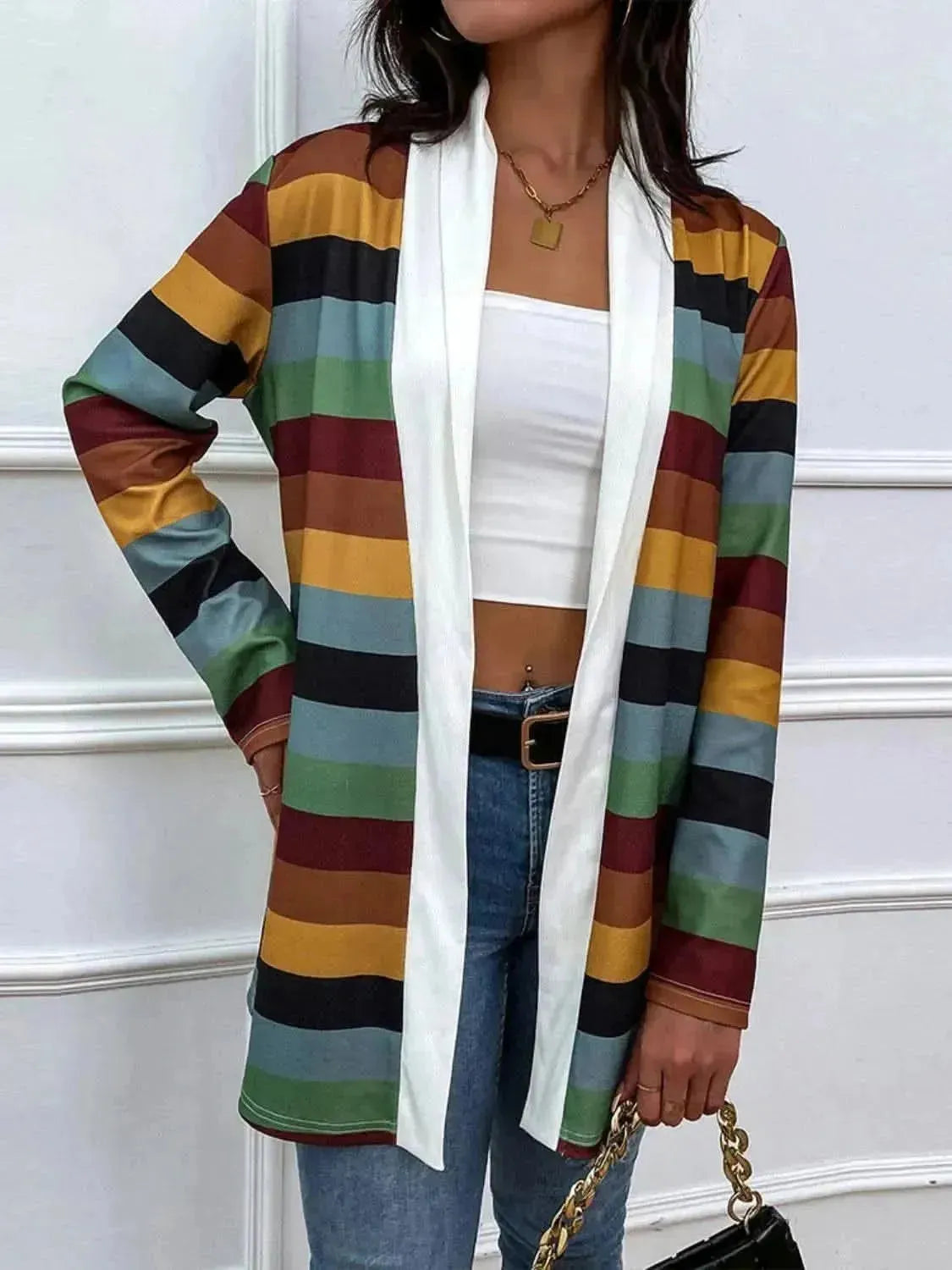 Color Block Open Front Cardigan - Bad Moms Club