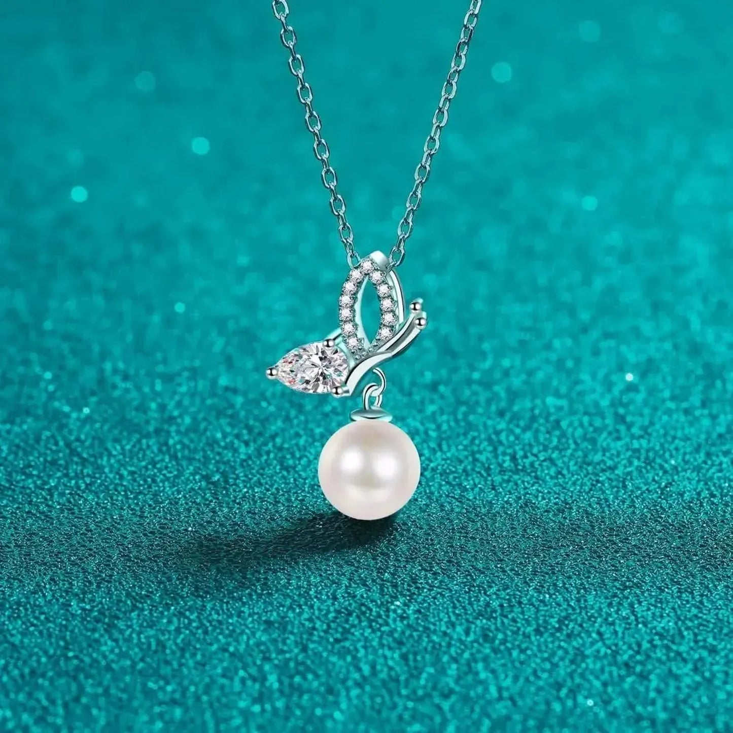 Pearl Pendant Moissanite 925 Sterling Silver Necklace - Bad Moms Club