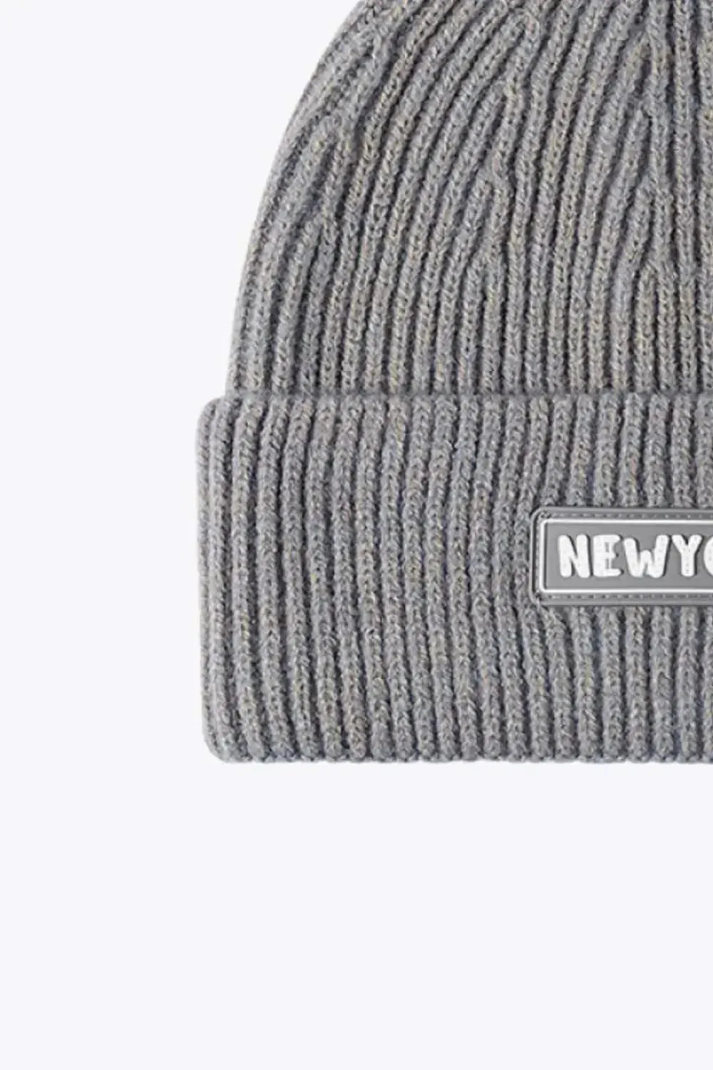 NEWYORK Patch Rib-Knit Cuffed Beanie - Bad Moms Club