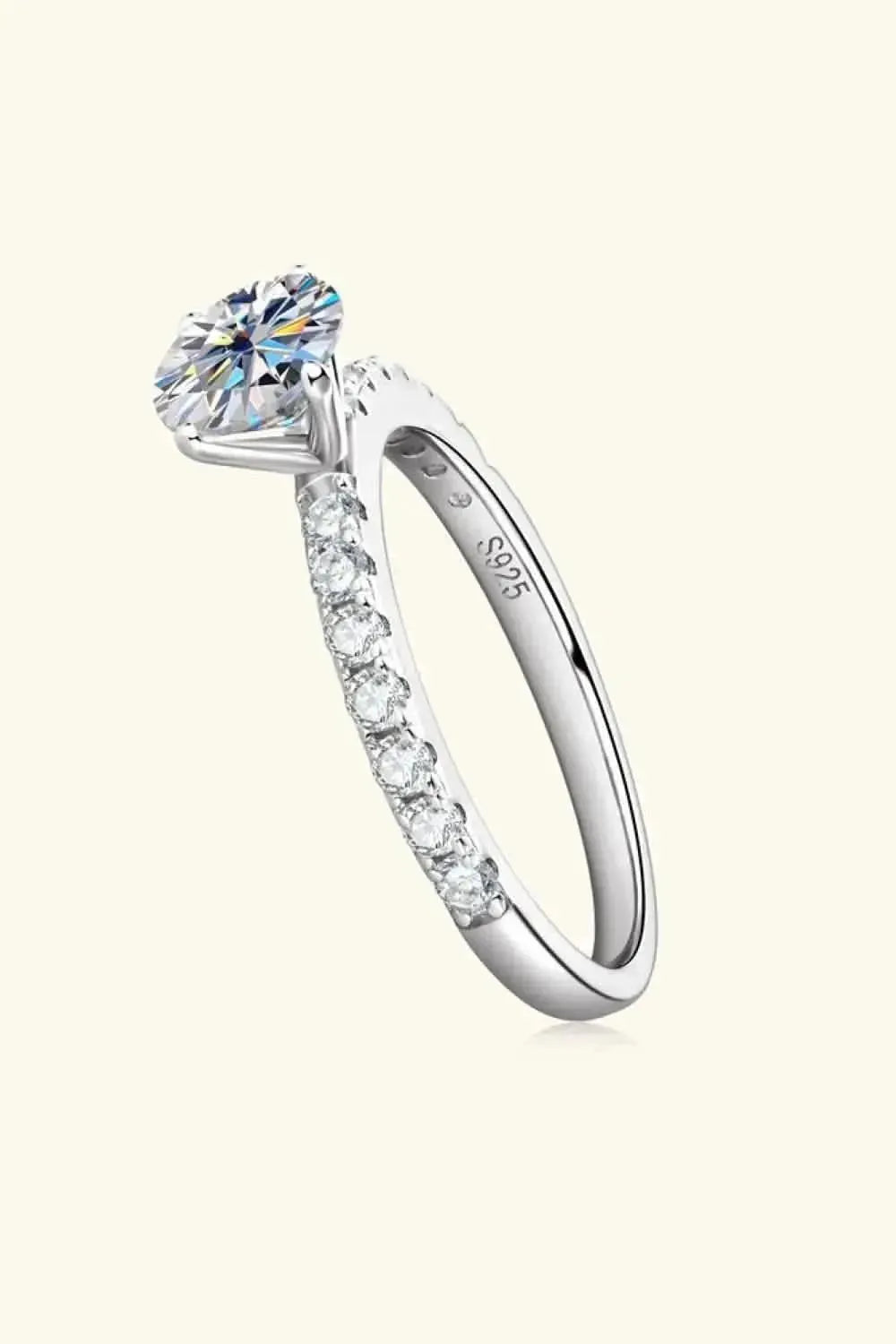 Moissanite Platinum-Plated Side Stone Ring - Bad Moms Club