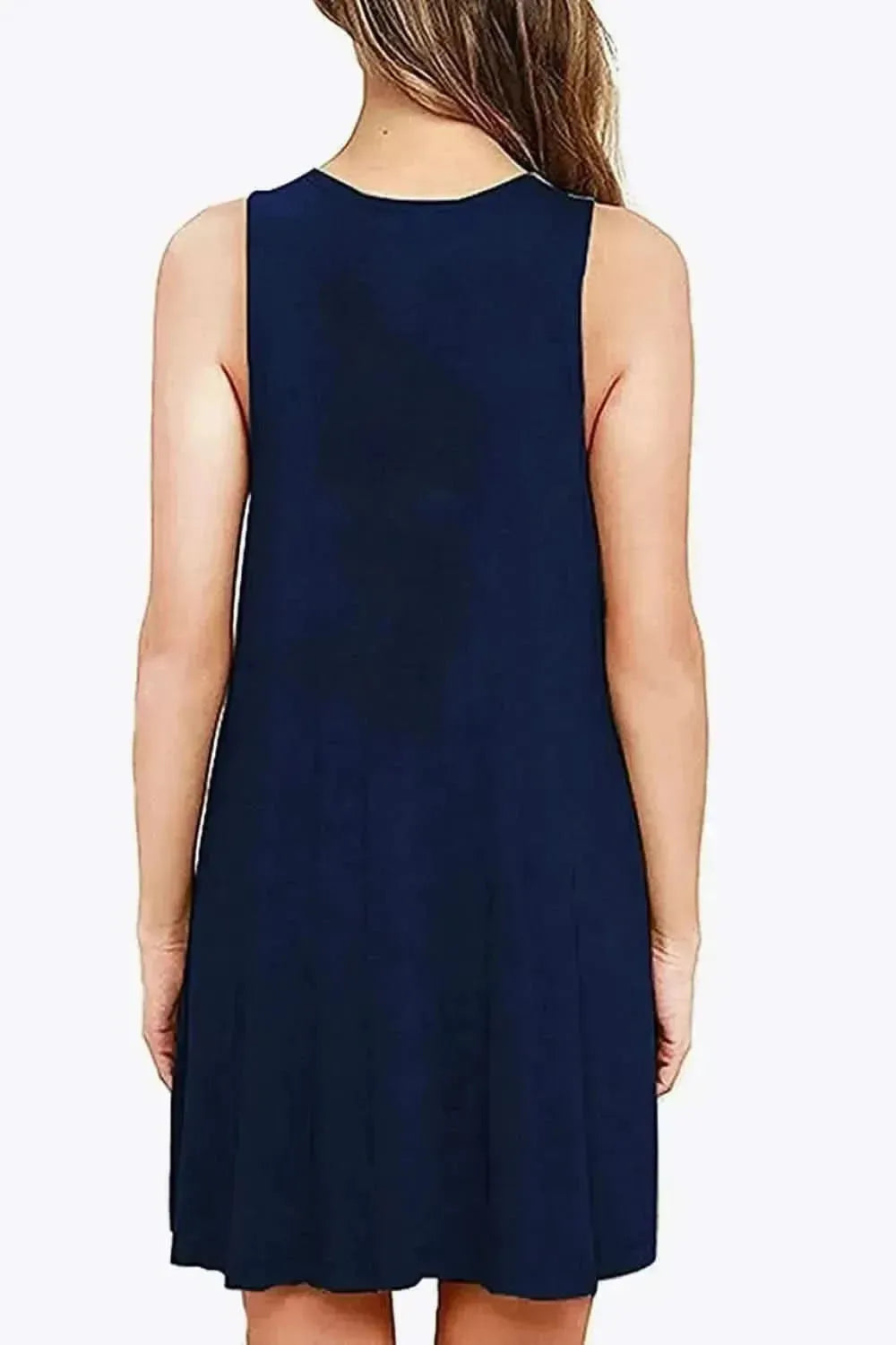 Full Size Round Neck Sleeveless Dress with Pockets - Bad Moms Club
