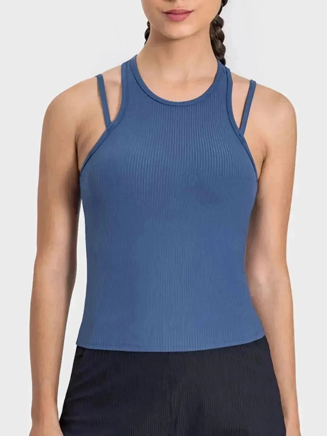 Cutout Round Neck Racerback Active Tank - Bad Moms Club