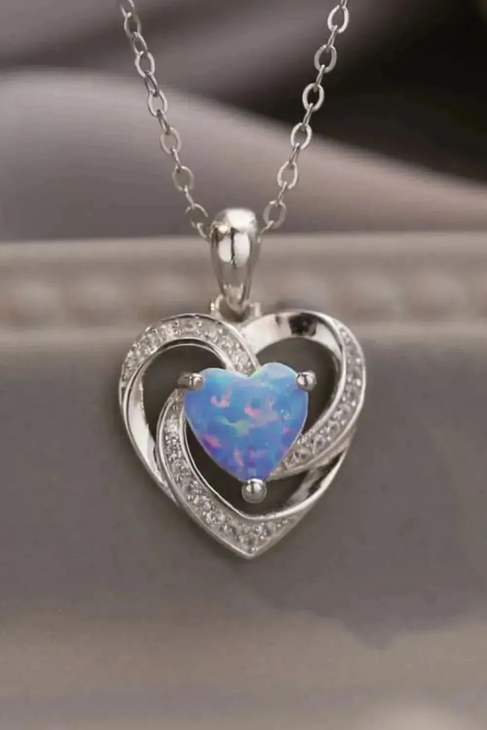 Opal Heart Pendant Necklace - Bad Moms Club