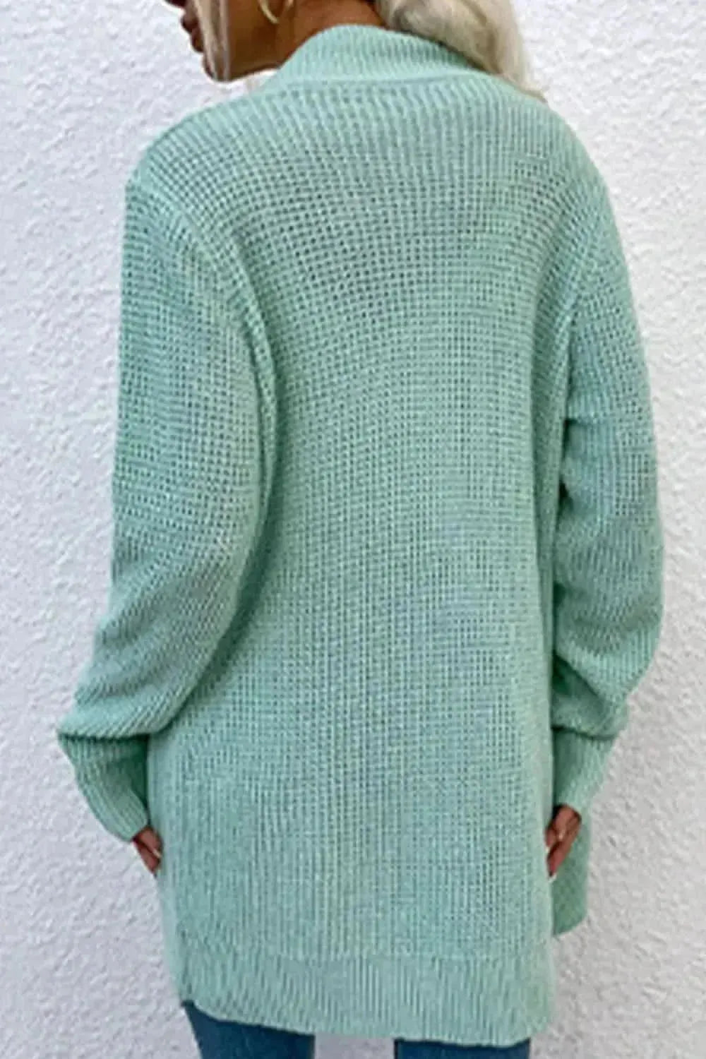 Open Front Rib-Knit Cardigan with Pockets - Bad Moms Club