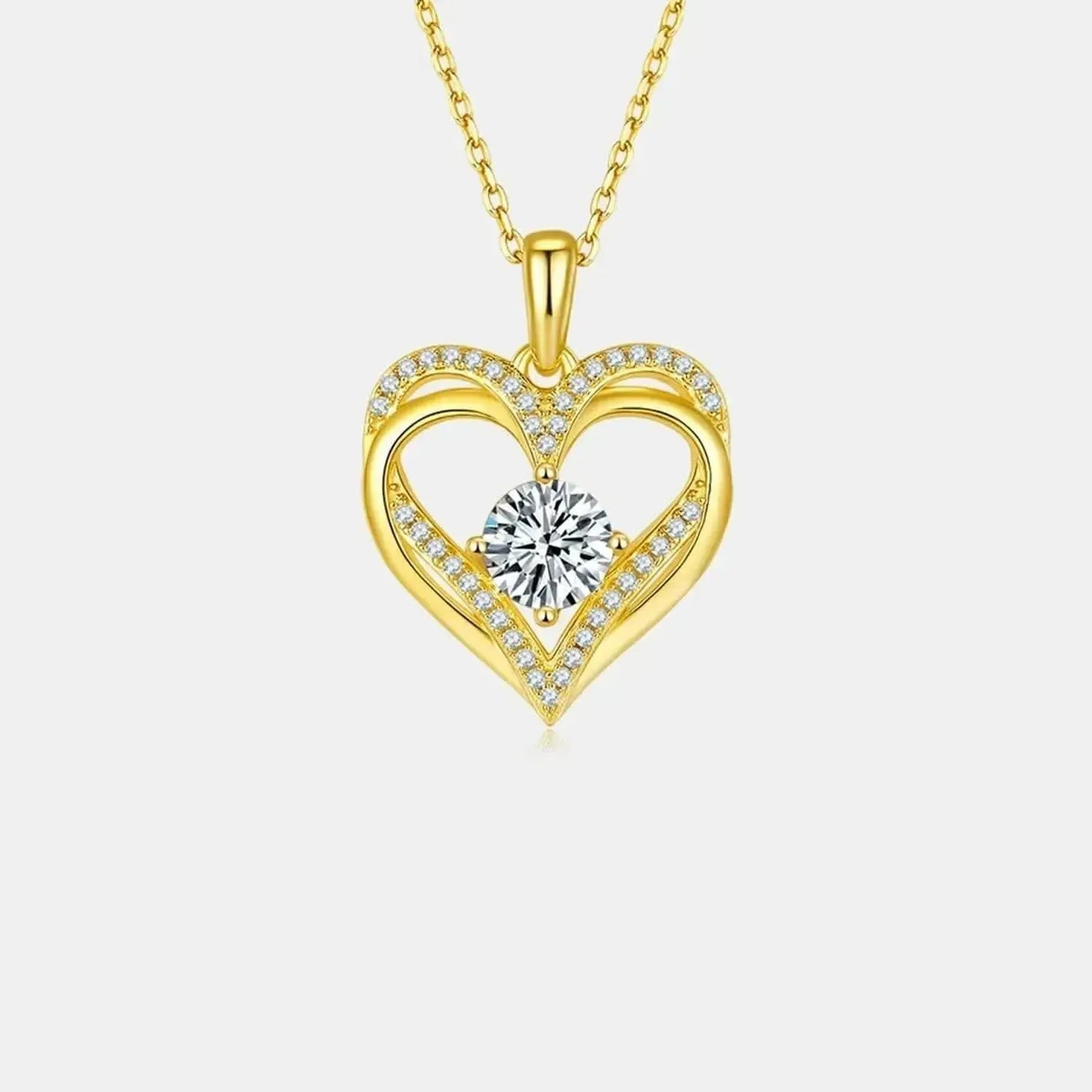 1.2 Carat Moissanite 925 Sterling Silver Heart Necklace - Bad Moms Club