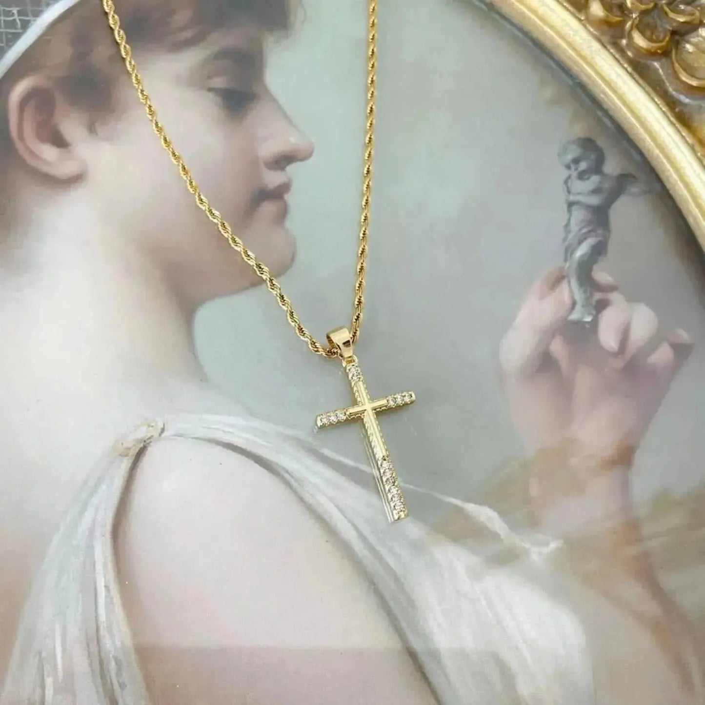 Stainless Steel Inlaid Zircon Cross Necklace - Bad Moms Club