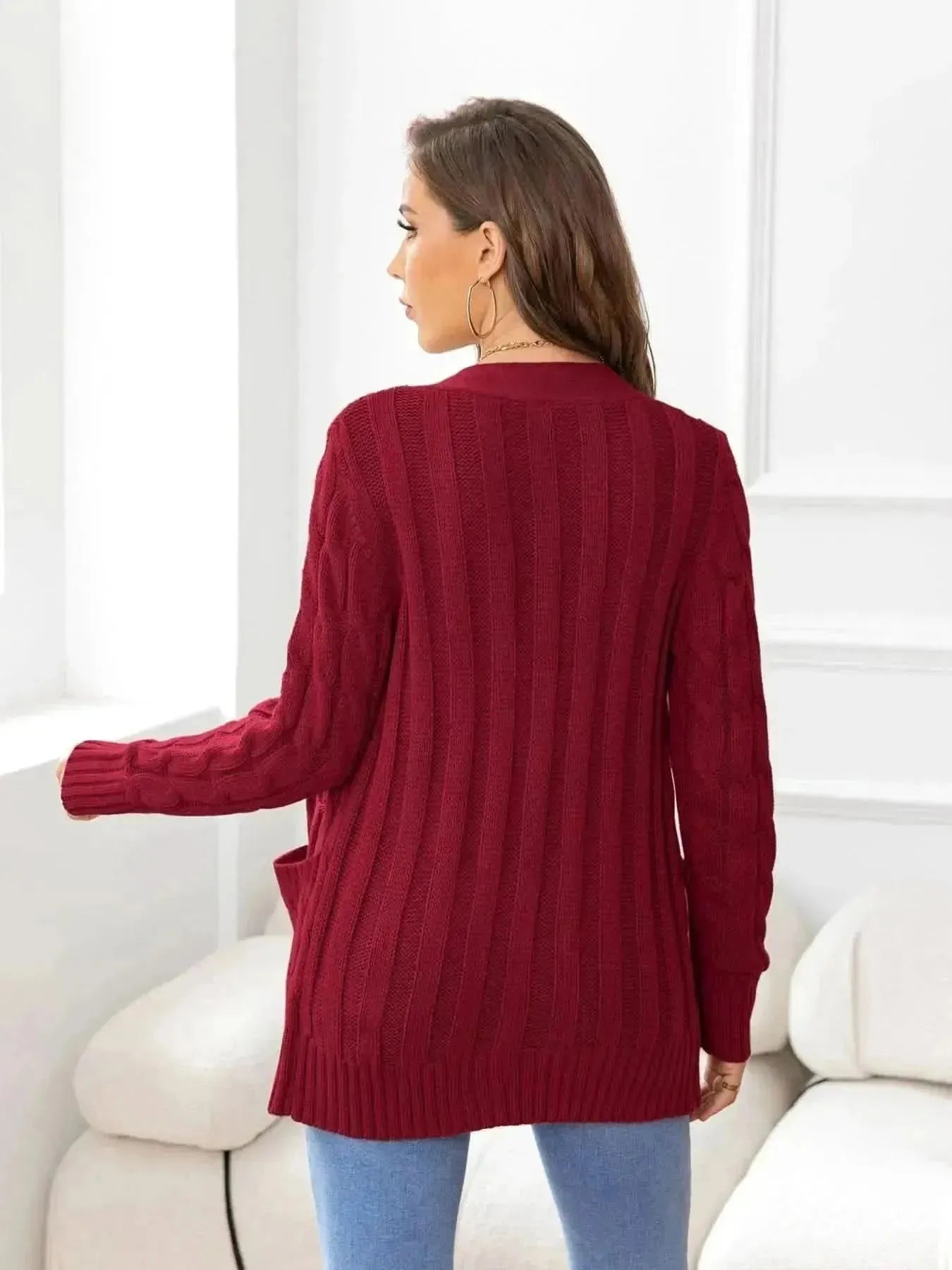 Button Down Cable-Knit Cardigan - Bad Moms Club