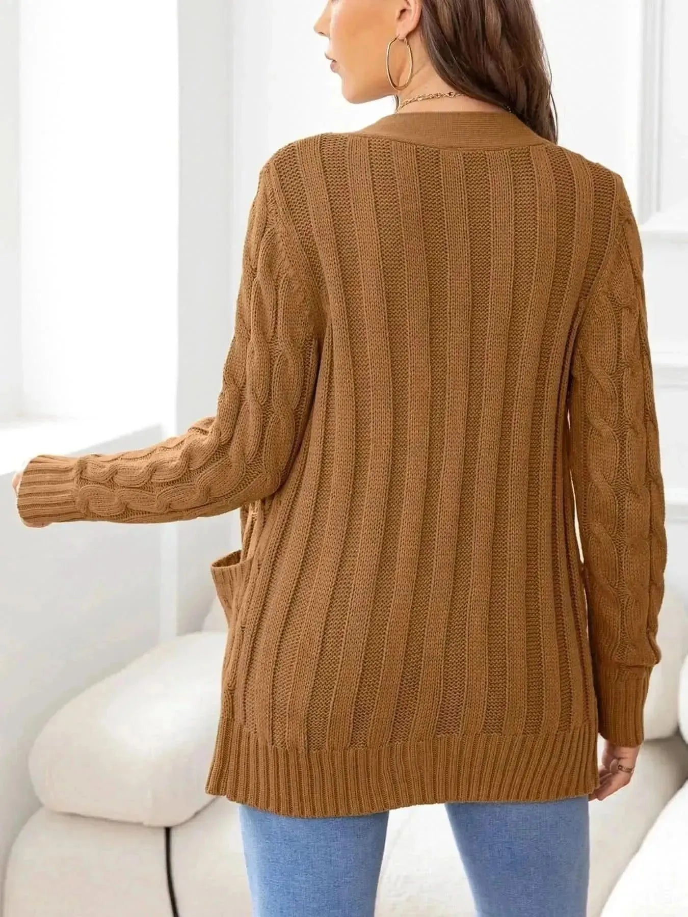 Button Down Cable-Knit Cardigan - Bad Moms Club