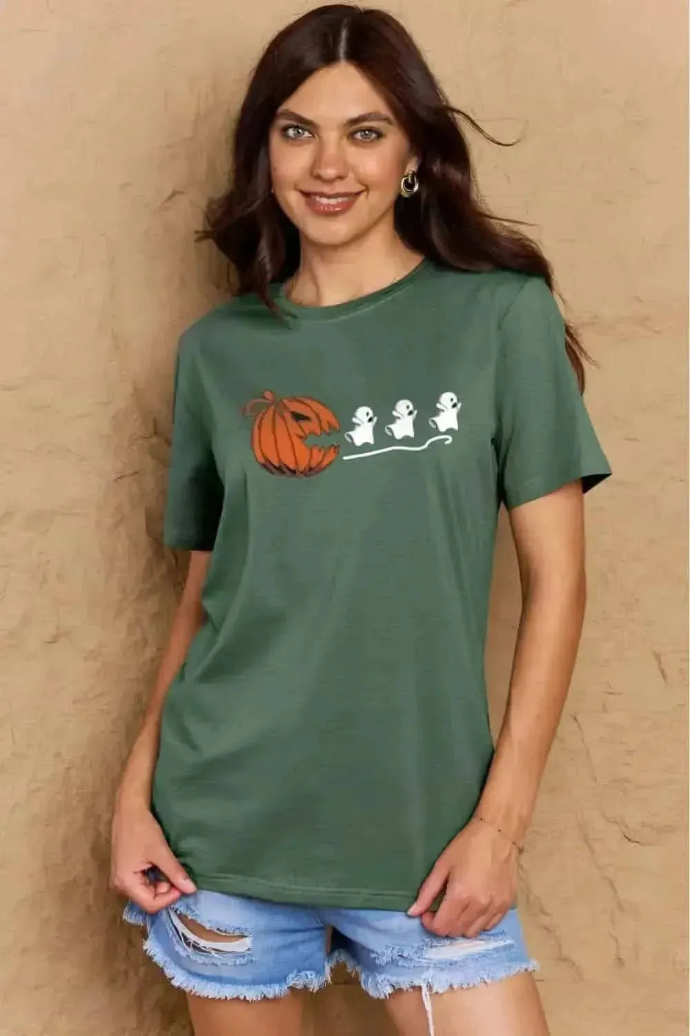 Simply Love Full Size Jack-O'-Lantern Graphic Cotton T-Shirt - Bad Moms Club