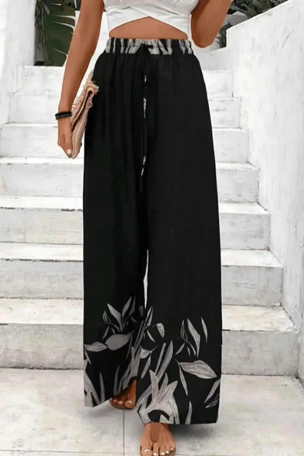Honey Drawstring High Waist Relax Fit Long Pants - Bad Moms Club