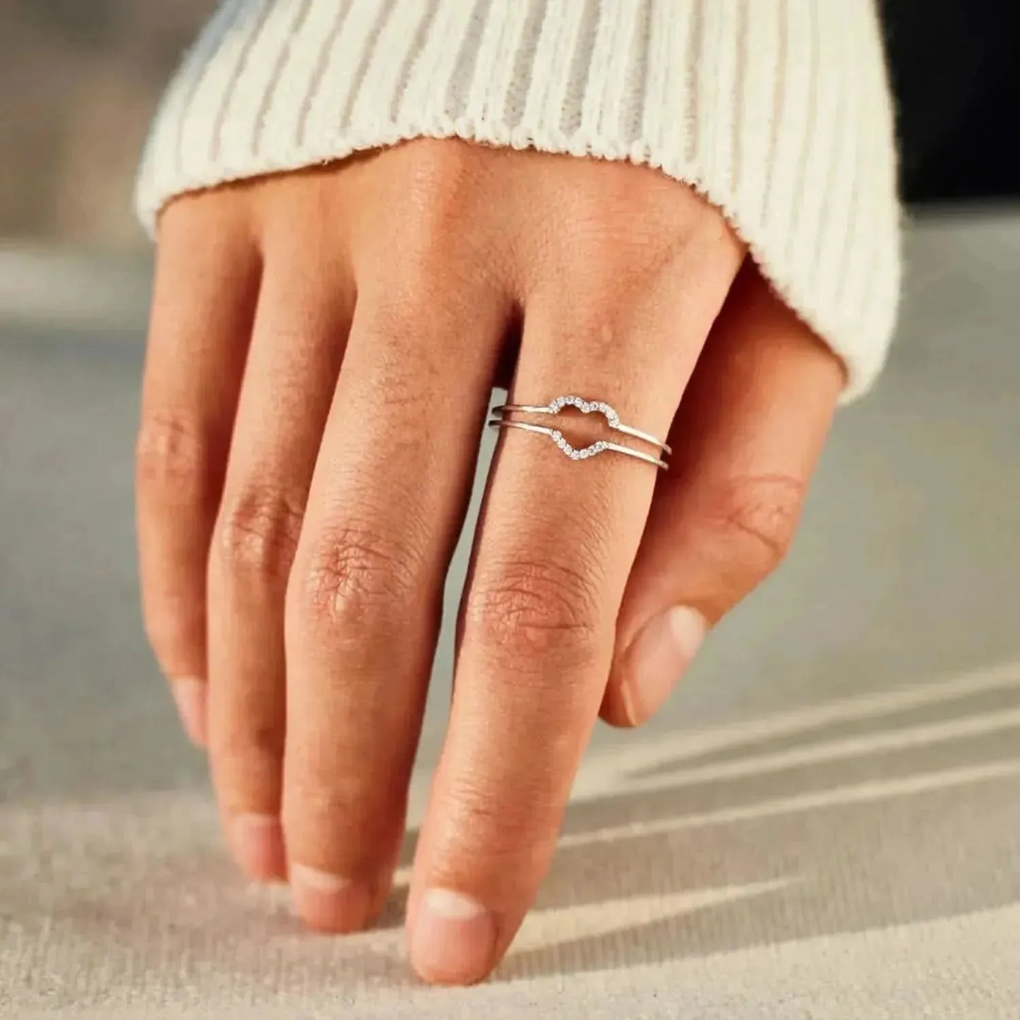 925 Sterling Silver Inlaid Zircon Heart Ring - Bad Moms Club
