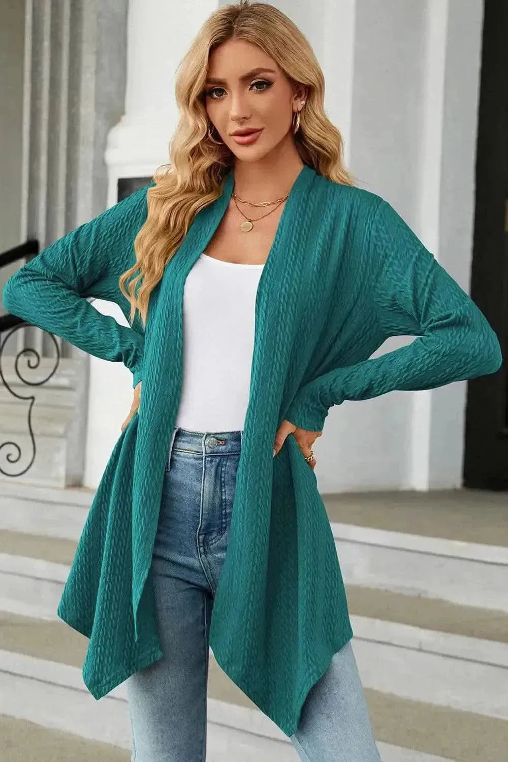 Open Front Long Sleeve Cardigan - Bad Moms Club