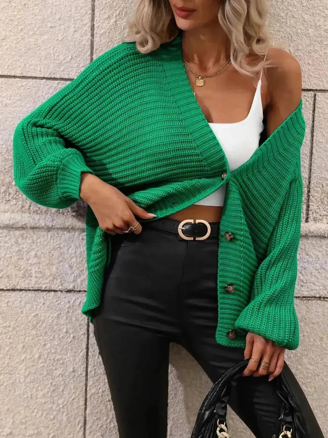 Button Down Horizontal-Ribbing Longline Cardigan - Bad Moms Club