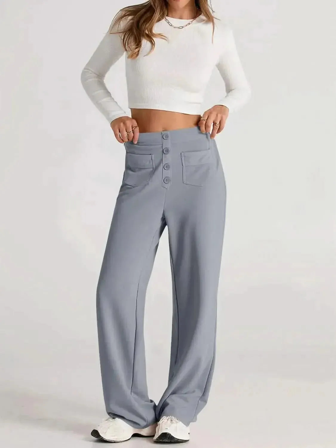 High Waist Wide Leg Pants - Bad Moms Club