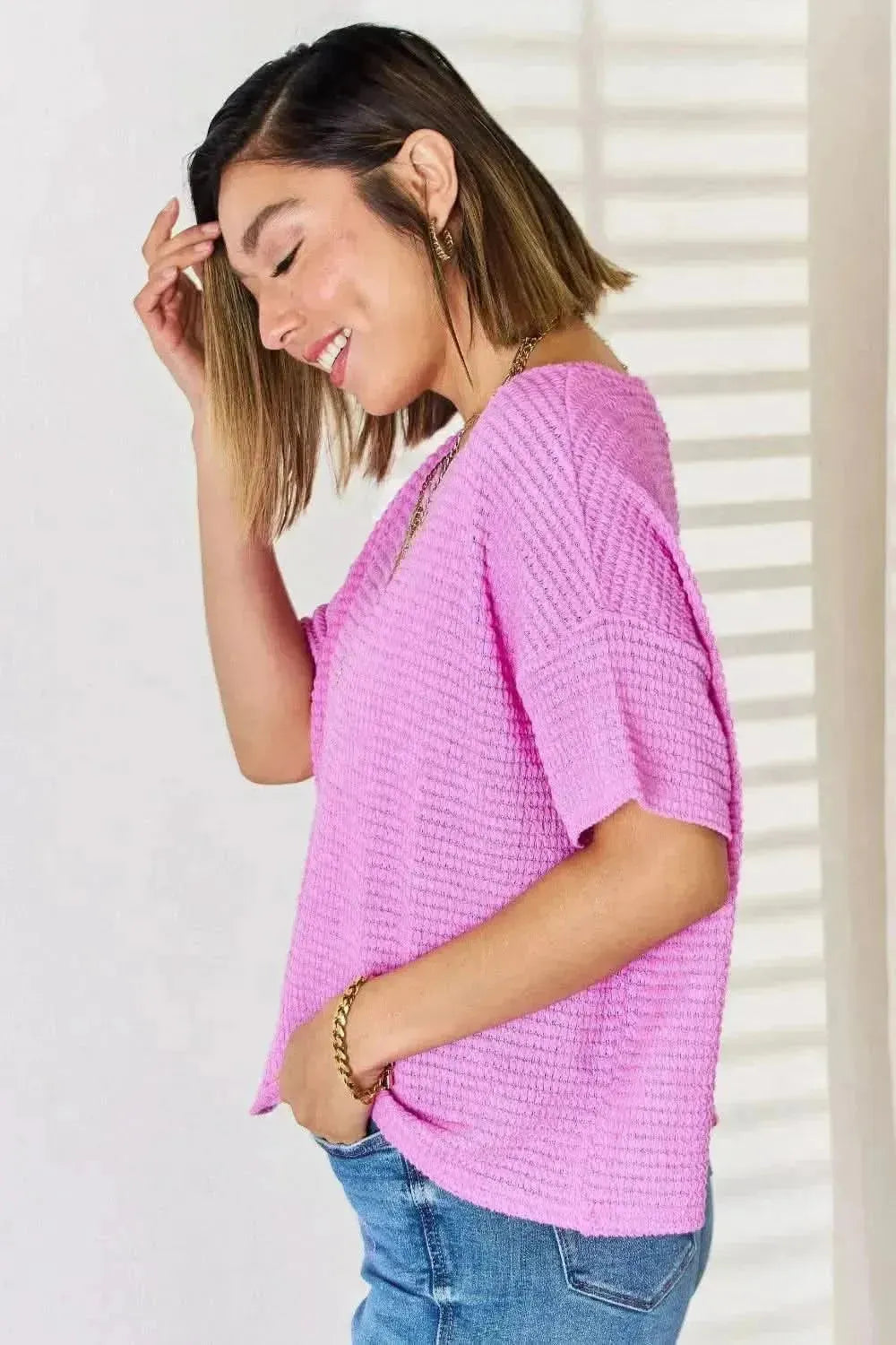 Zenana Full Size Round Neck Short Sleeve Top - Bad Moms Club