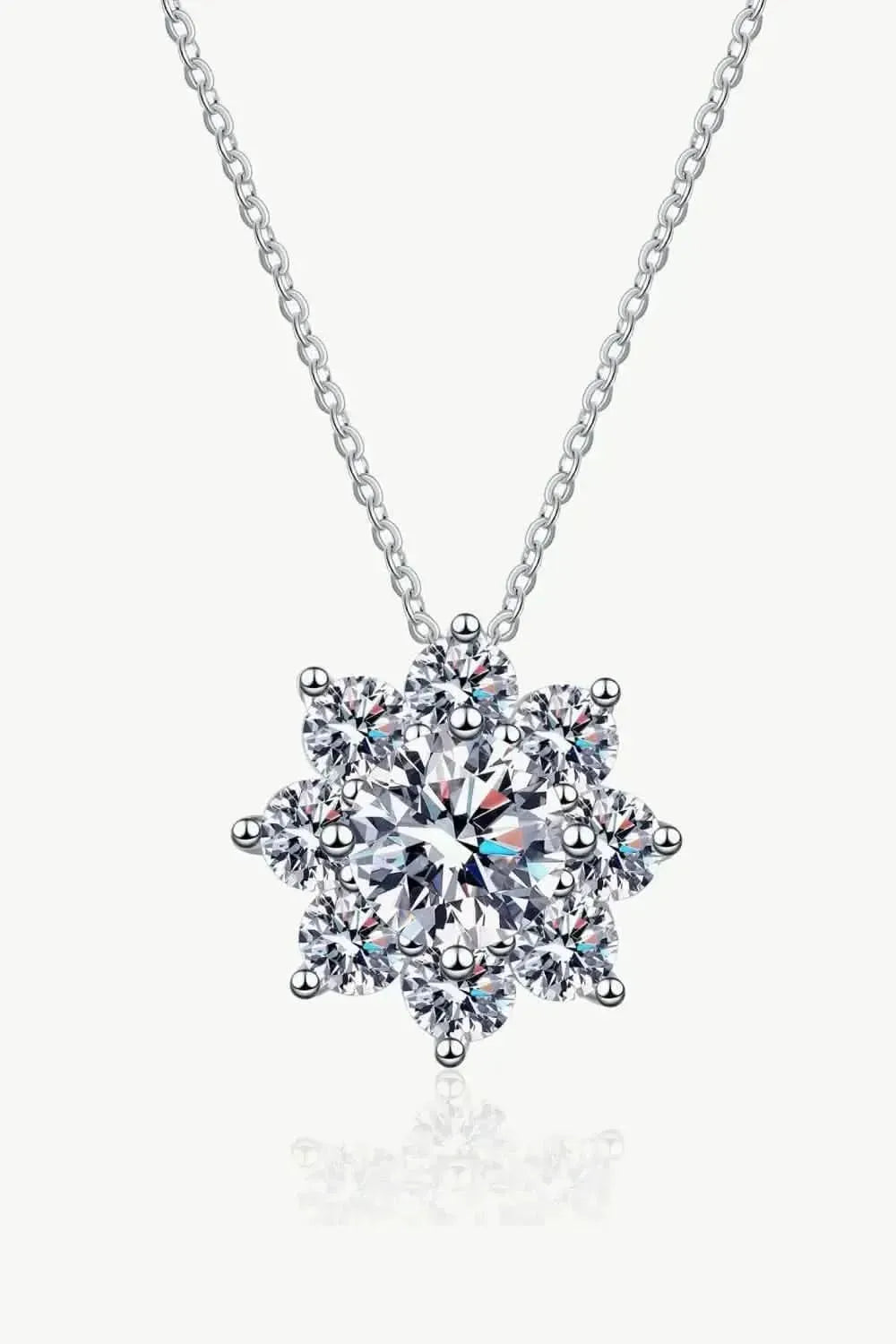 1 Carat Moissanite Floral-Shaped Pendant Necklace - Bad Moms Club