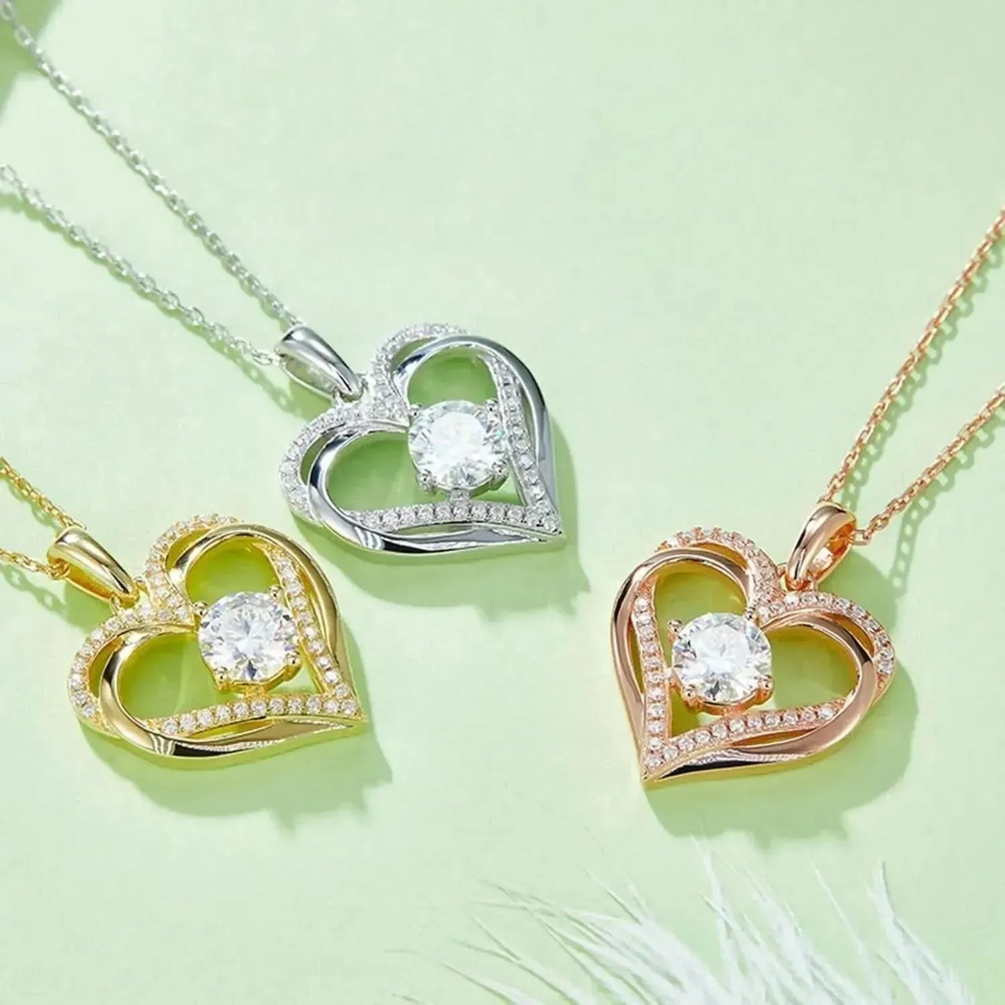 1.2 Carat Moissanite 925 Sterling Silver Heart Necklace - Bad Moms Club