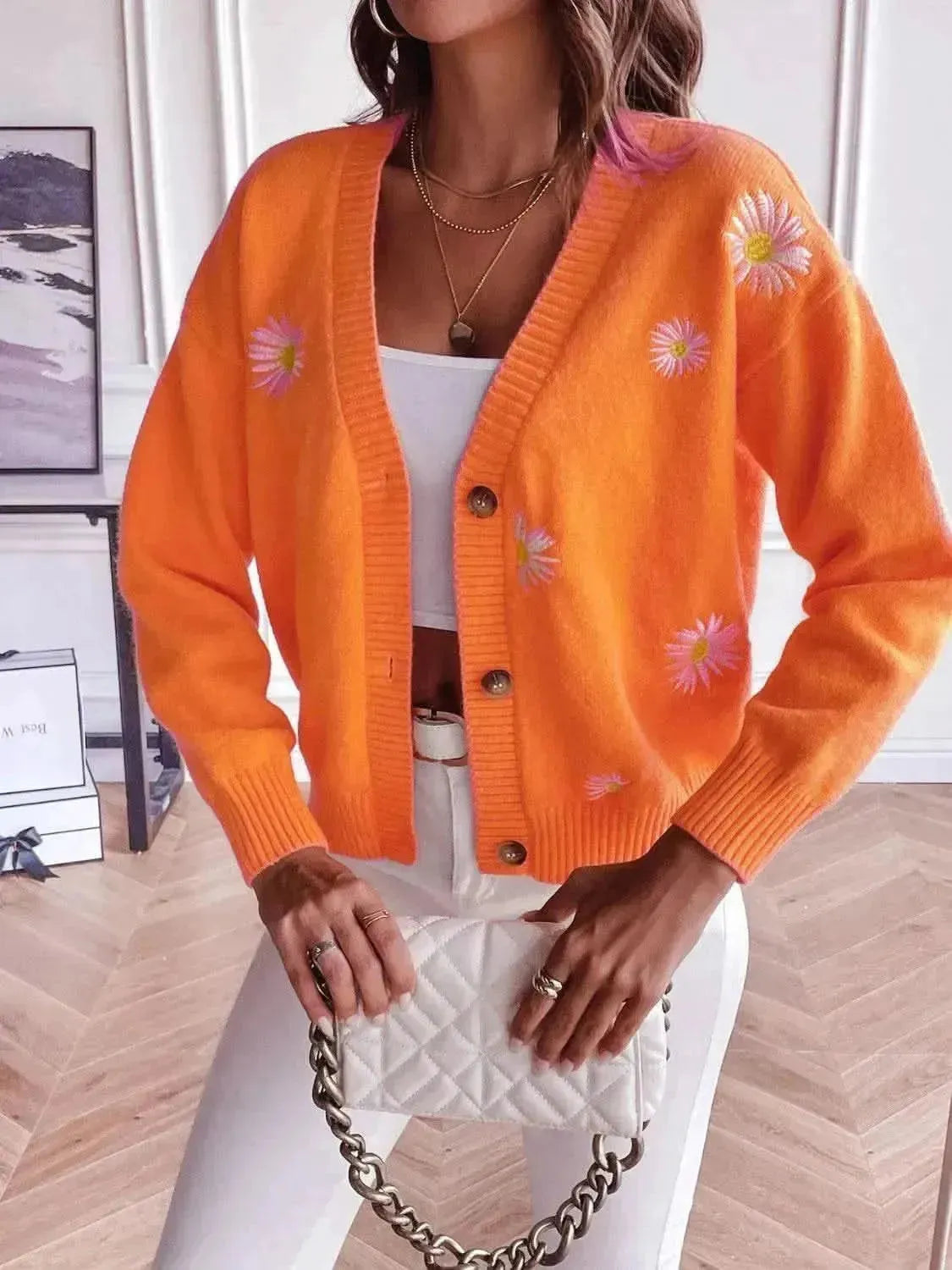 Floral Button Up Cardigan - Bad Moms Club
