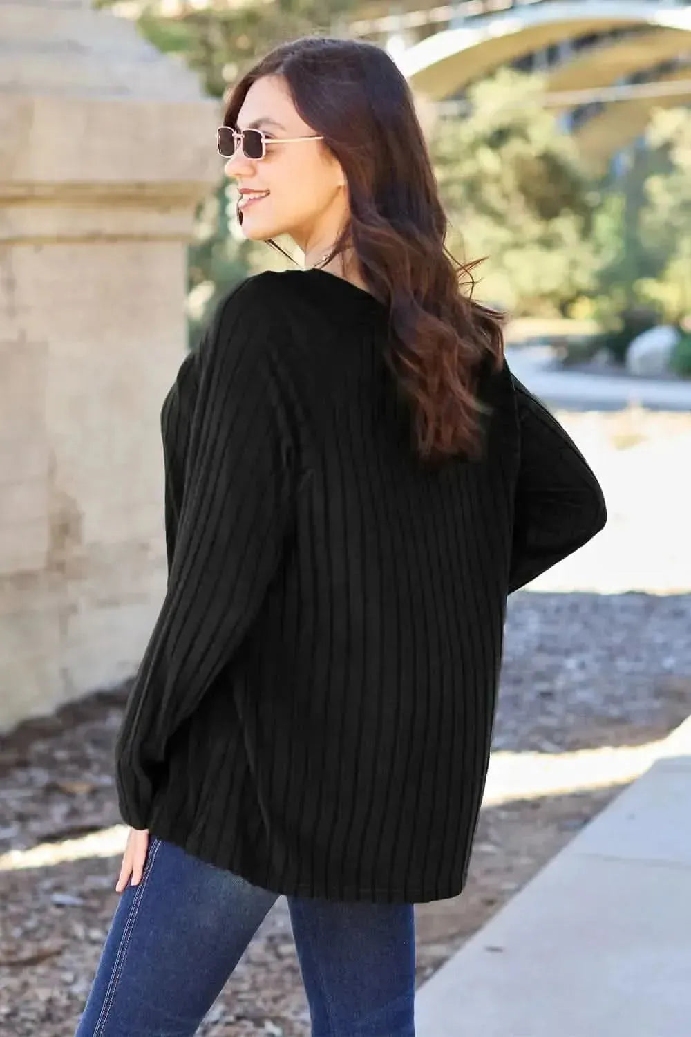 Basic Bae Full Size Ribbed Round Neck Long Sleeve Knit Top - Bad Moms Club