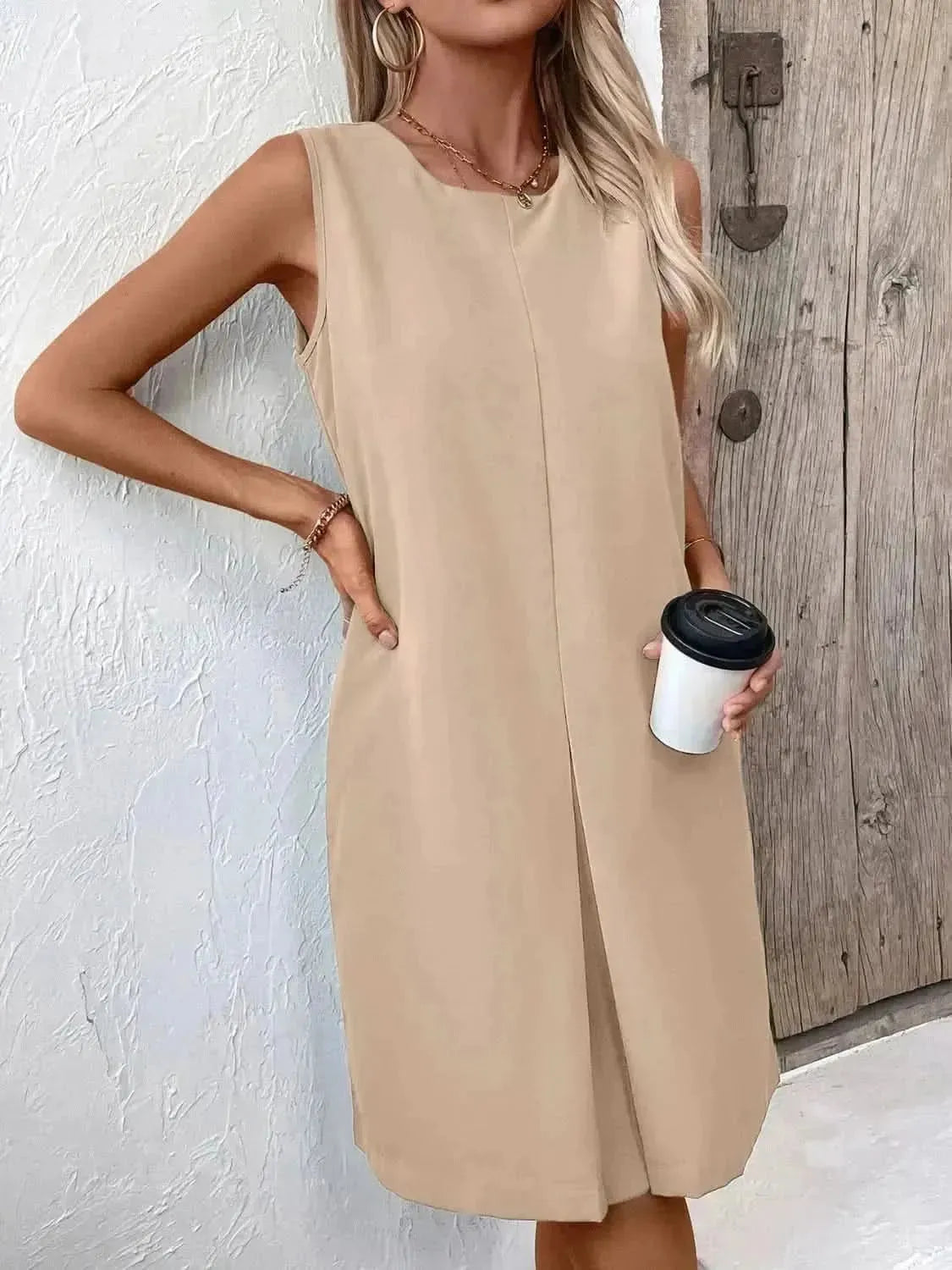 Ivy Lane Pocketed Round Neck Sleeveless Mini Dress - Bad Moms Club