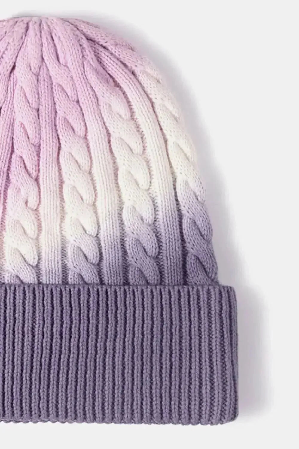 Contrast Tie-Dye Cable-Knit Cuffed Beanie - Bad Moms Club