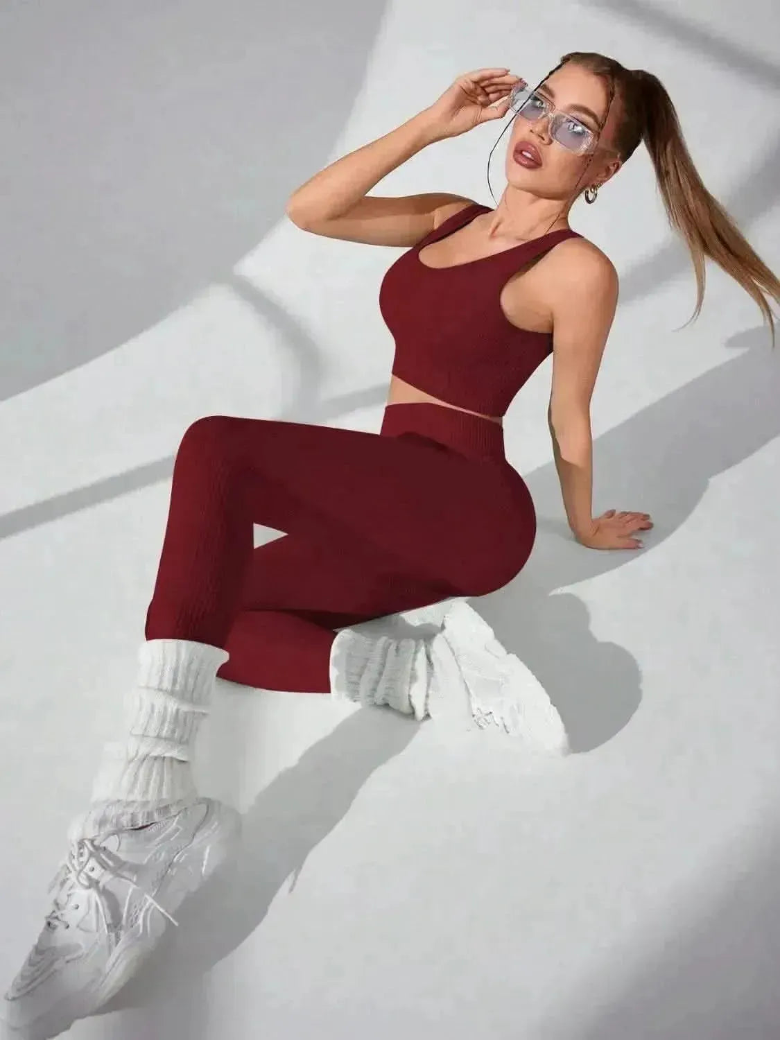 Scoop Neck Wide Strap Top and Pants Active Set - Bad Moms Club