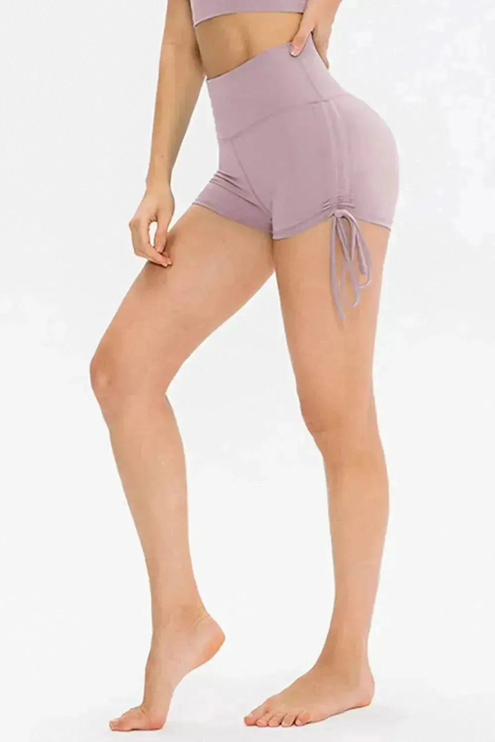 Drawstring Wide Waistband Side Tie Sports Shorts - Bad Moms Club