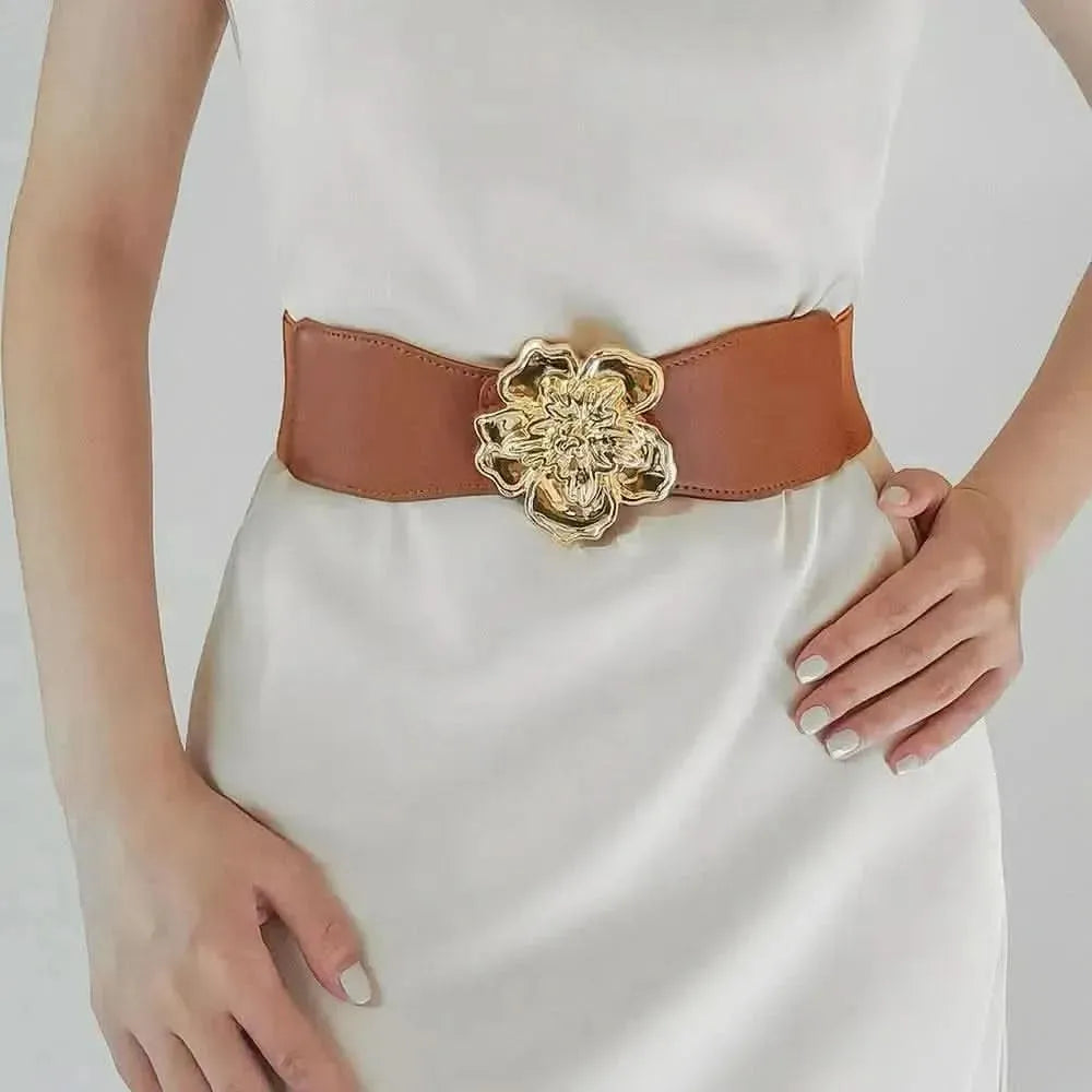 Flower Alloy Buckle Elastic Belt - Bad Moms Club