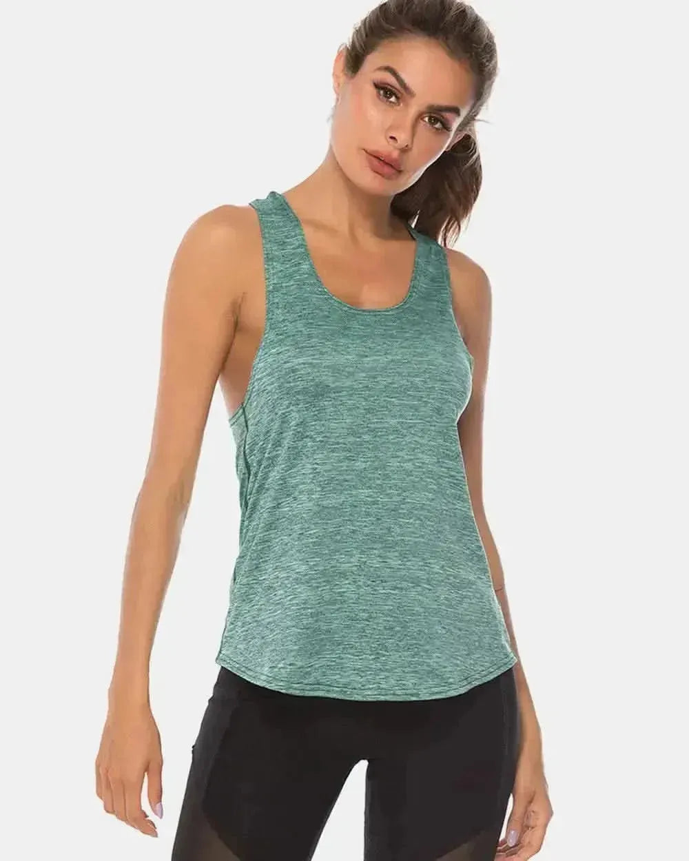Full Size Scoop Neck Wide Strap Active Tank - Bad Moms Club