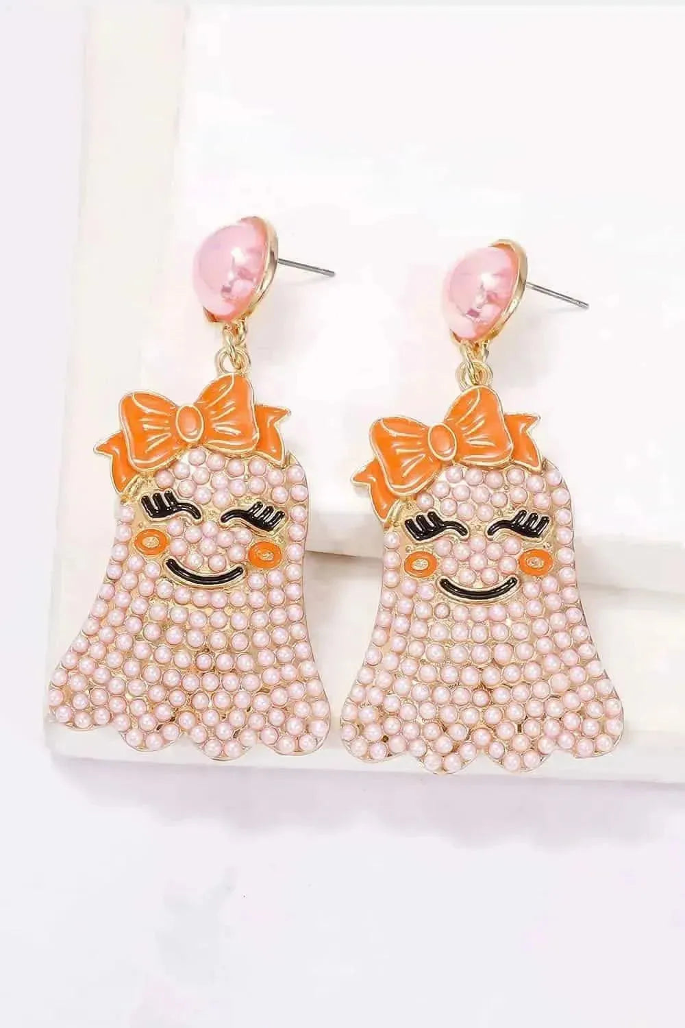 Smiling Ghost Shape Synthetic Pearl Earrings - Bad Moms Club