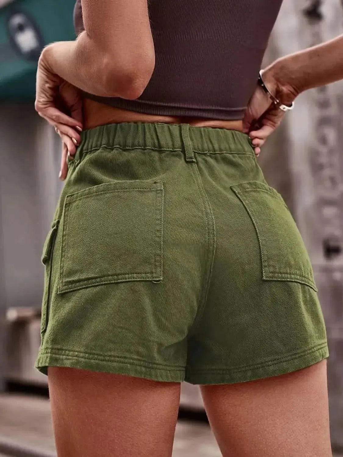High Waist Denim Shorts with Pockets - Bad Moms Club