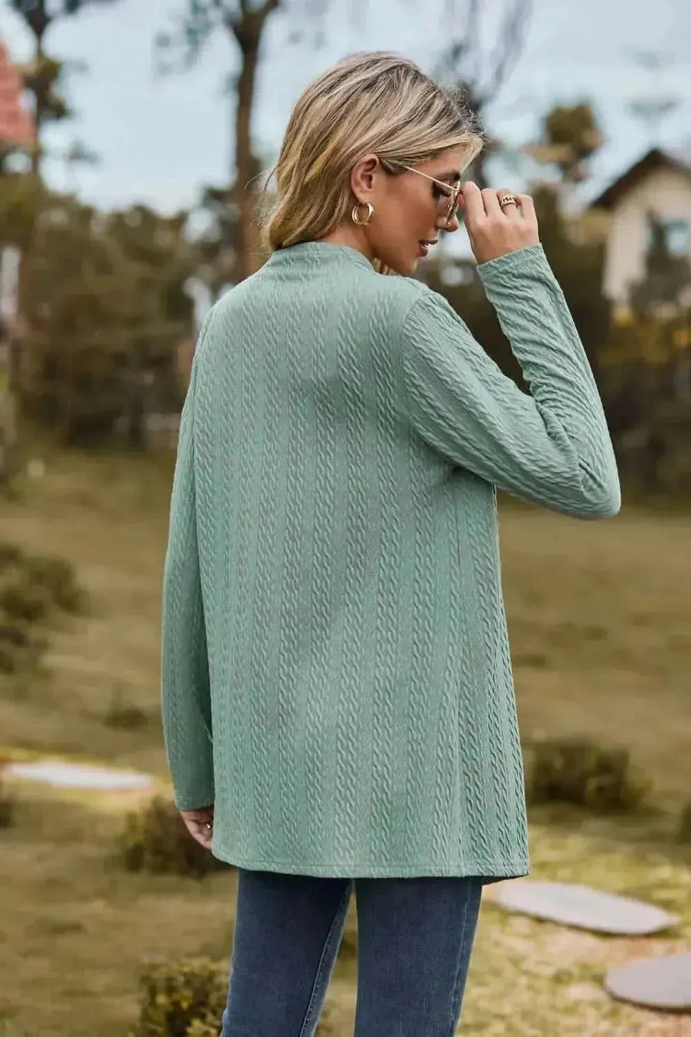 Open Front Long Sleeve Cardigan - Bad Moms Club