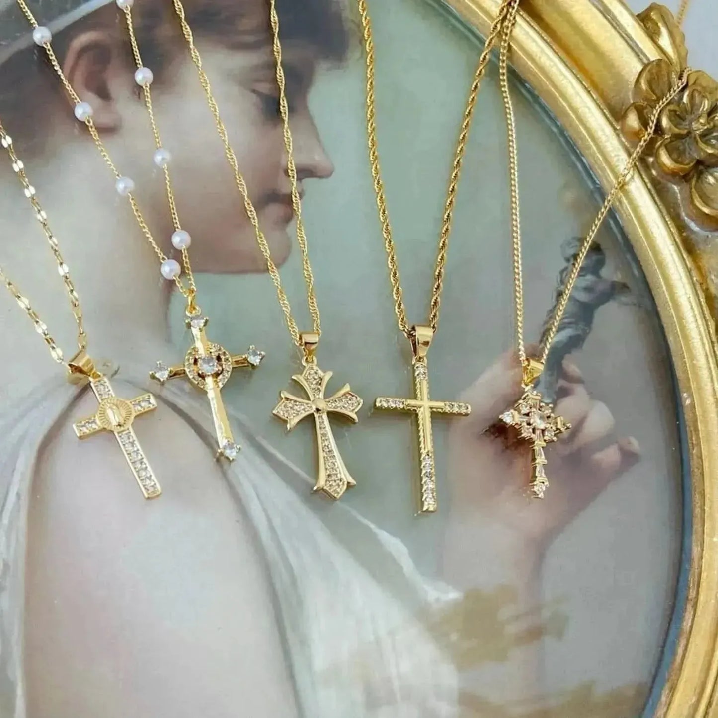 Stainless Steel Inlaid Zircon Cross Necklace - Bad Moms Club