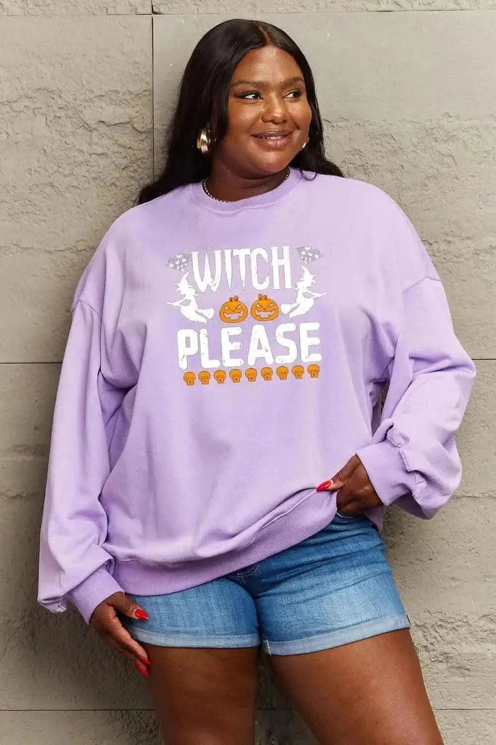 Simply Love Full Size WITCH PLEASE Graphic Sweatshirt - Bad Moms Club