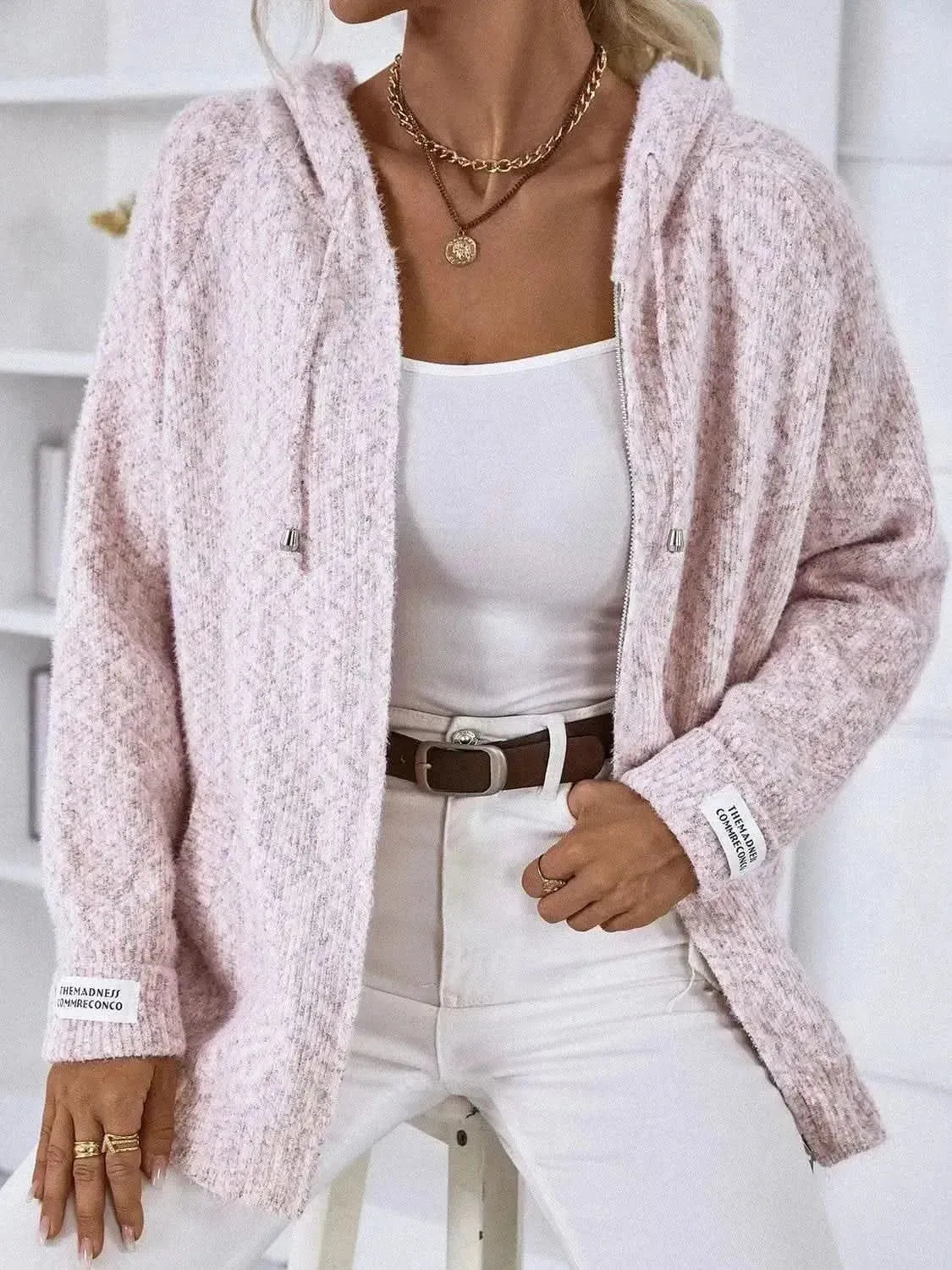Zip-Up Hooded Sweater - Bad Moms Club