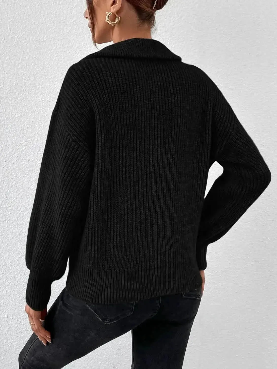 Honey Half Zip Dropped Shoulder Sweater - Bad Moms Club