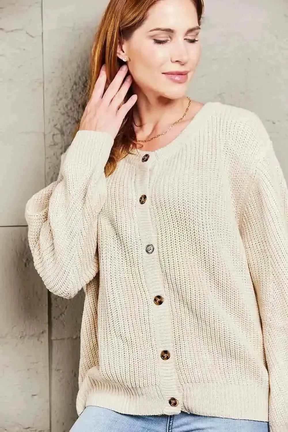 Button Down Rib-Knit Reversible Cardigan - Bad Moms Club