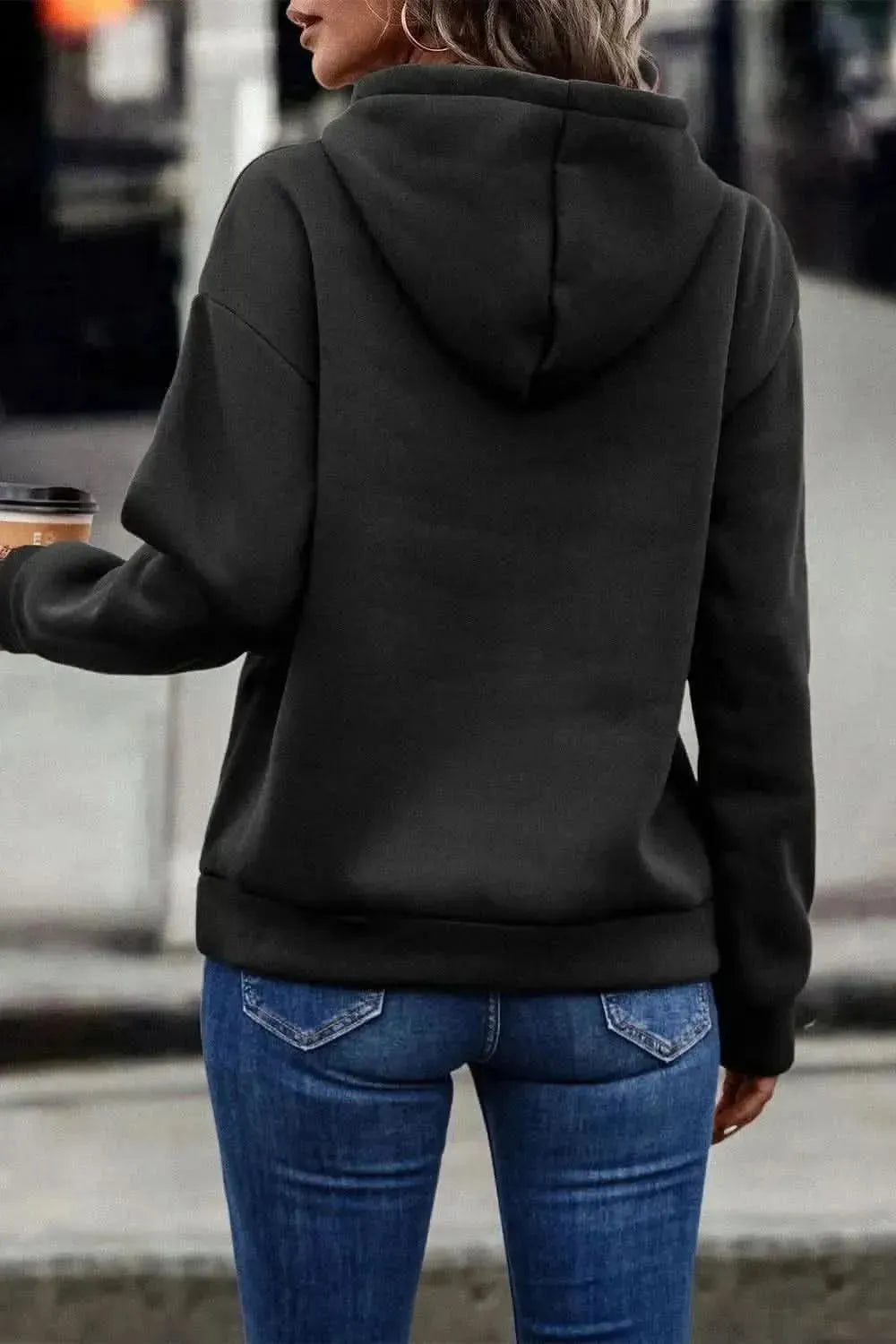 Contrast Fringe Detail Dropped Shoulder Hoodie - Bad Moms Club