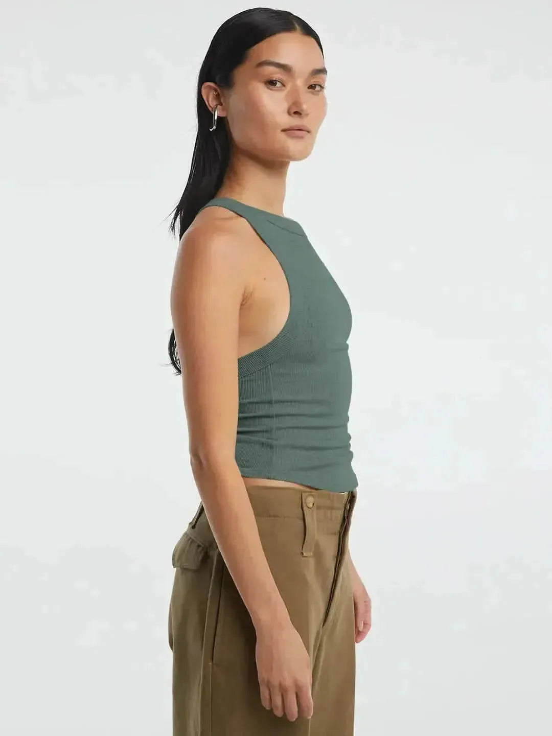 Halter Neck Ribbed Cropped Top - Bad Moms Club