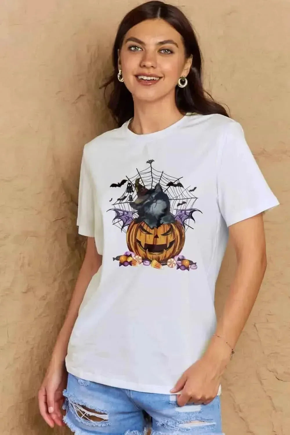 Simply Love Full Size Jack-O'-Lantern Graphic T-Shirt - Bad Moms Club