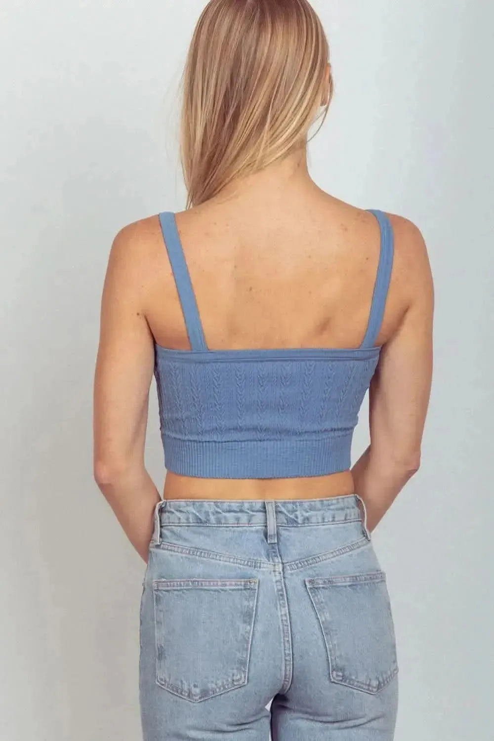 VERY J Cable Knit Seamless Cropped Cami - Bad Moms Club