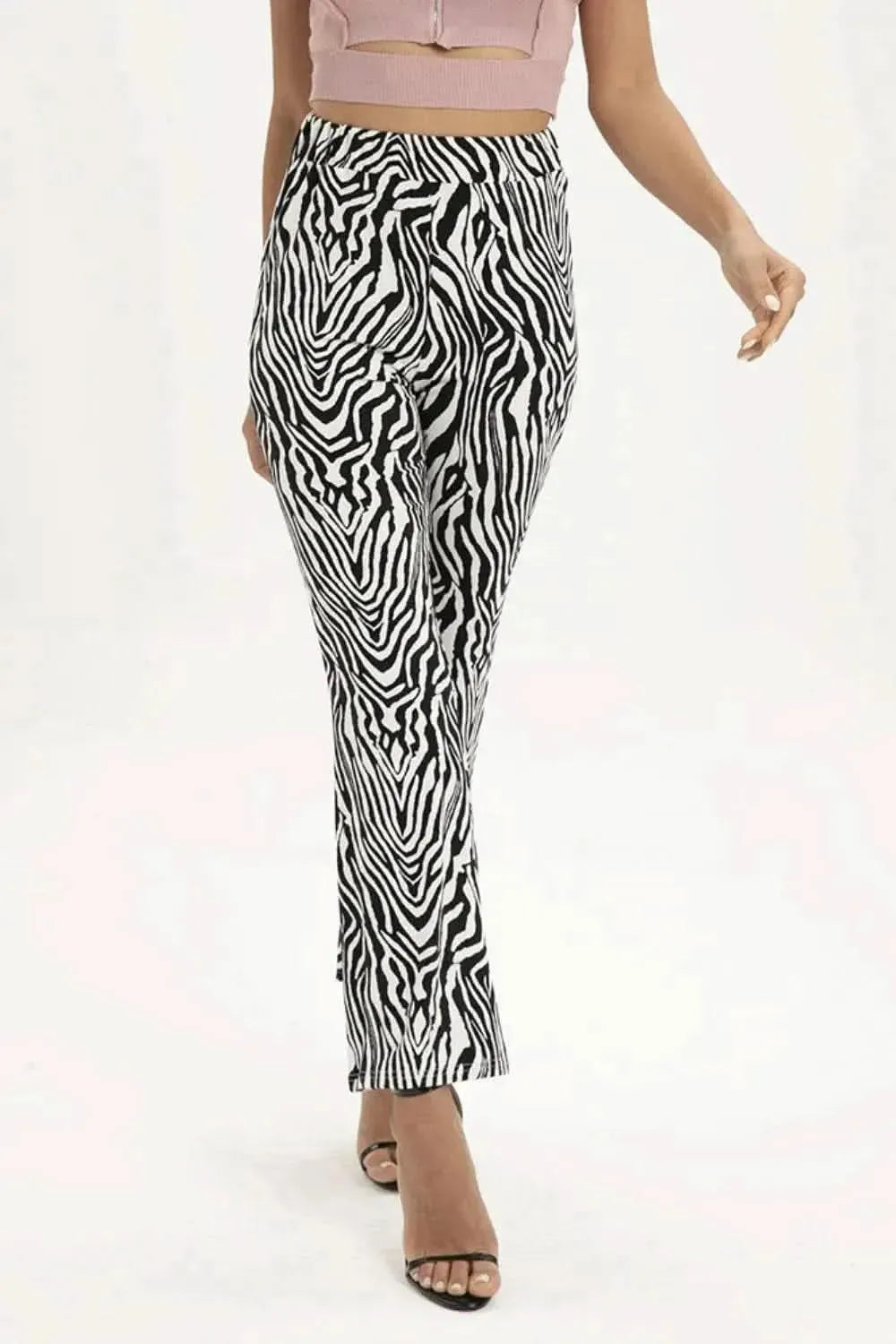 Zebra Print Straight Leg Pants - Bad Moms Club
